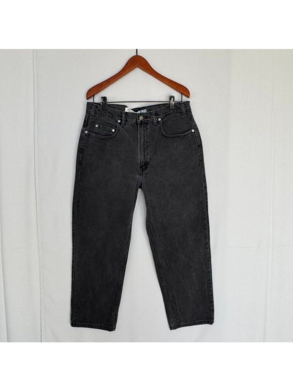 90s Vintage Gap Easy Fit Charcoal BlacK Cotton Denim Tapered Leg Jeans Size‎ 32